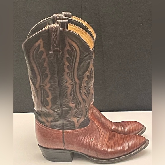 Tony Lama, Brown, Leather and Reptile Western Boots Black Label Size 9E 8563 - Picture 2 of 16